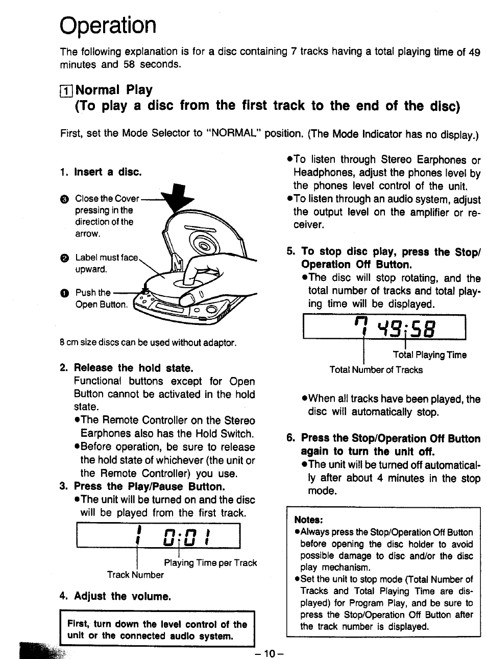 Operation | Panasonic SL-XP700 User Manual | Page 10 / 20