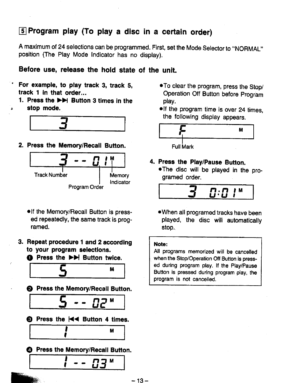 Before use, release the hold state of the unit, S -- oг | Panasonic SL-XP700 User Manual | Page 13 / 20