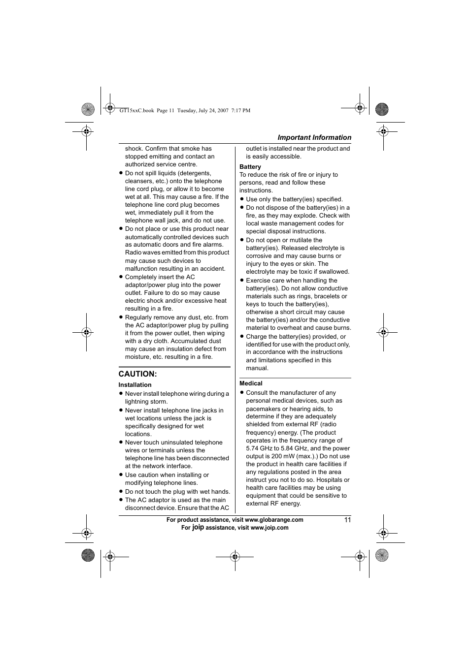 Panasonic BB-GT1500C User Manual | Page 11 / 108