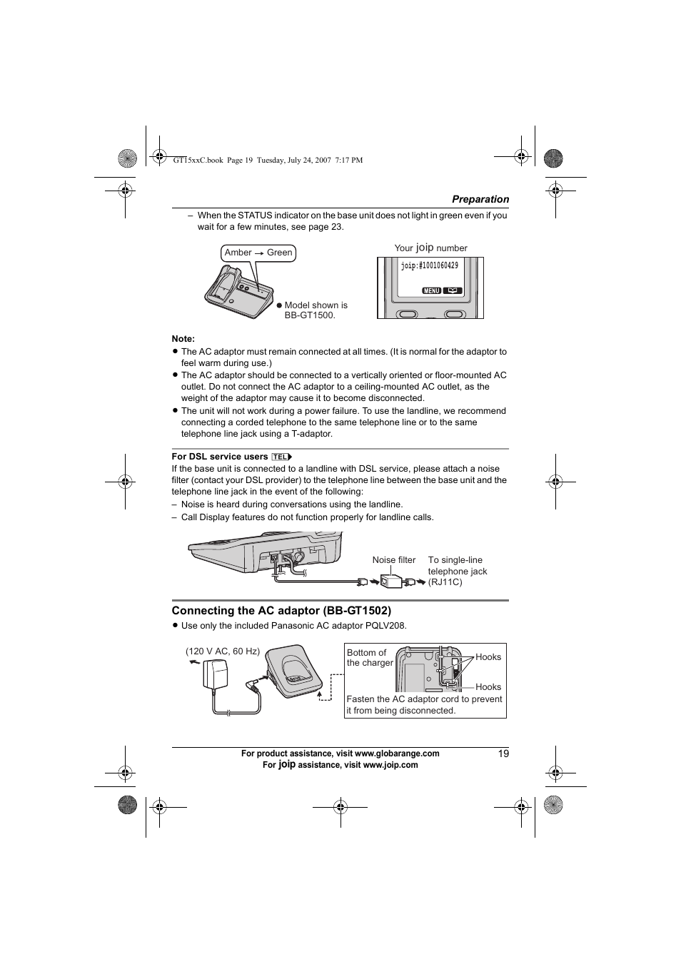 Panasonic BB-GT1500C User Manual | Page 19 / 108
