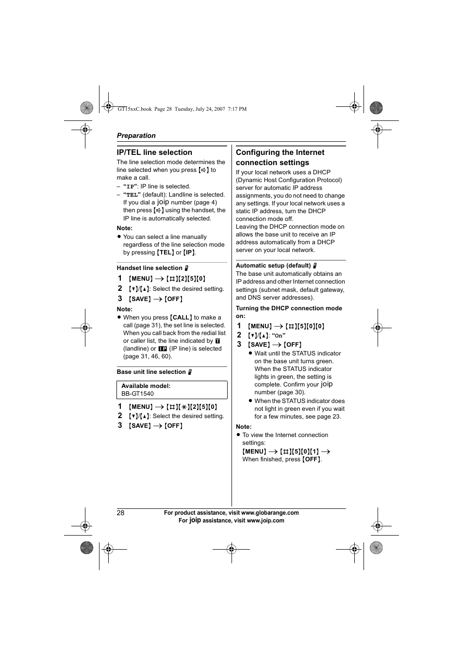 Panasonic BB-GT1500C User Manual | Page 28 / 108