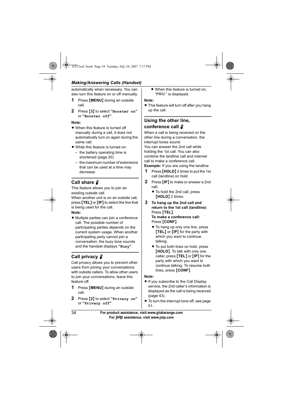 Panasonic BB-GT1500C User Manual | Page 34 / 108
