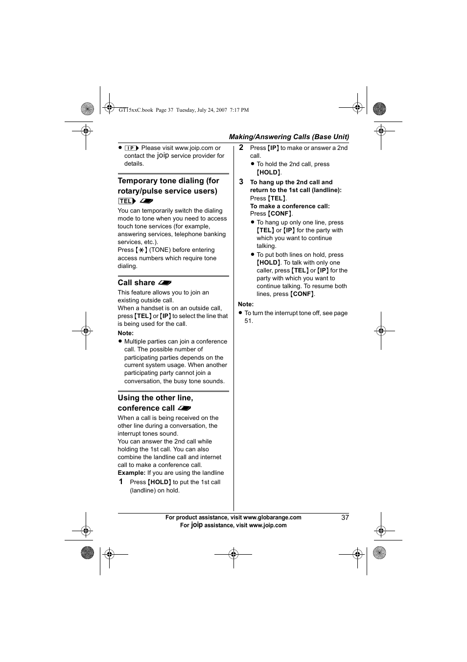 Panasonic BB-GT1500C User Manual | Page 37 / 108