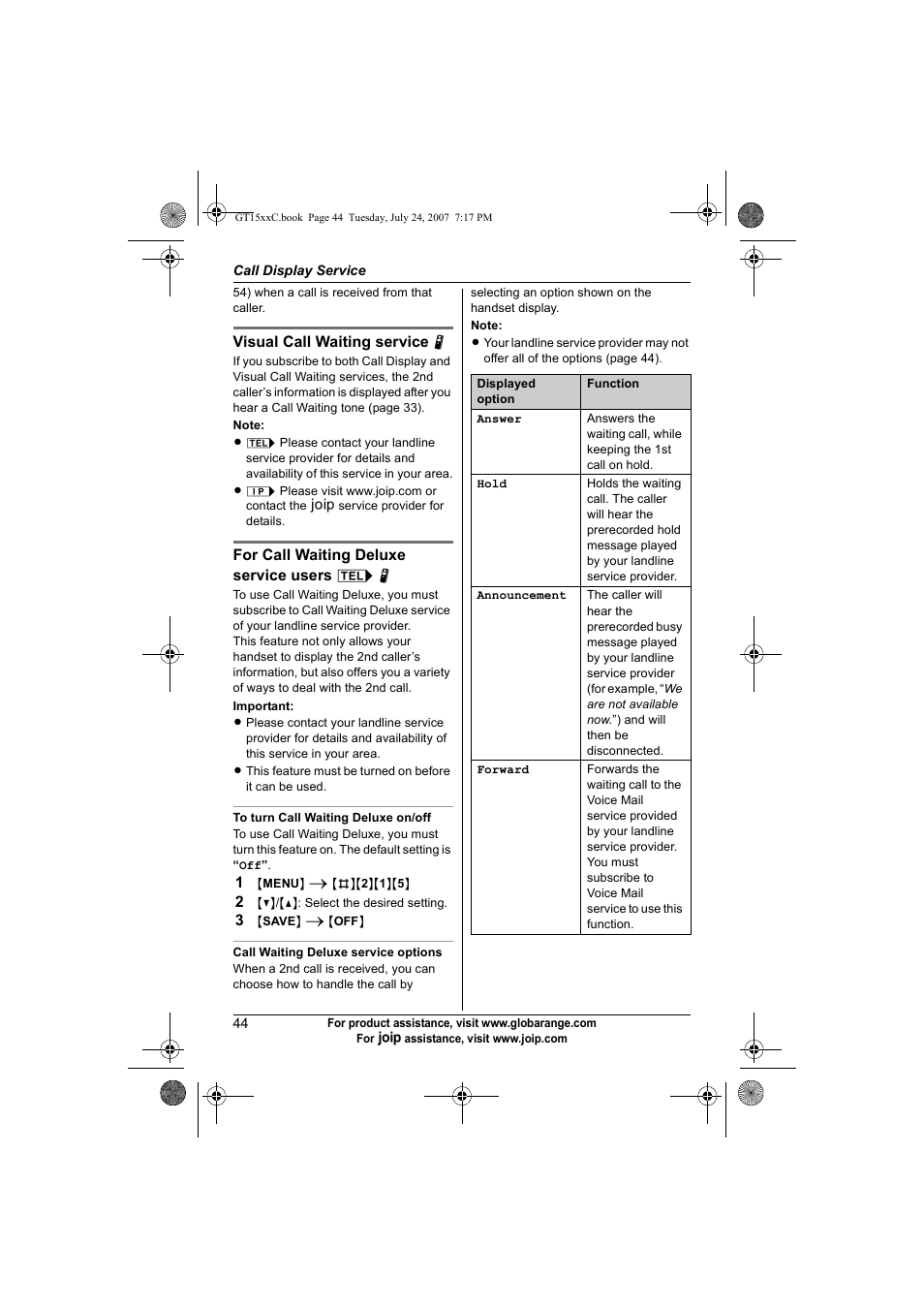 Panasonic BB-GT1500C User Manual | Page 44 / 108
