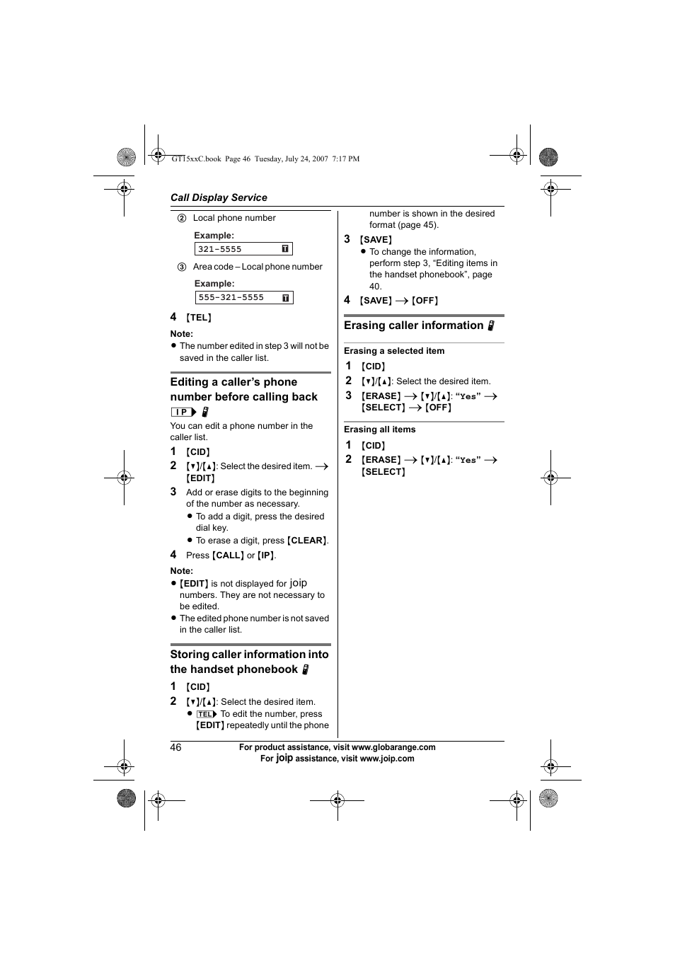 Panasonic BB-GT1500C User Manual | Page 46 / 108