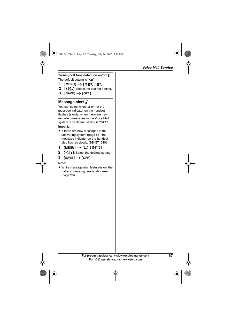 Panasonic BB-GT1500C User Manual | Page 67 / 108