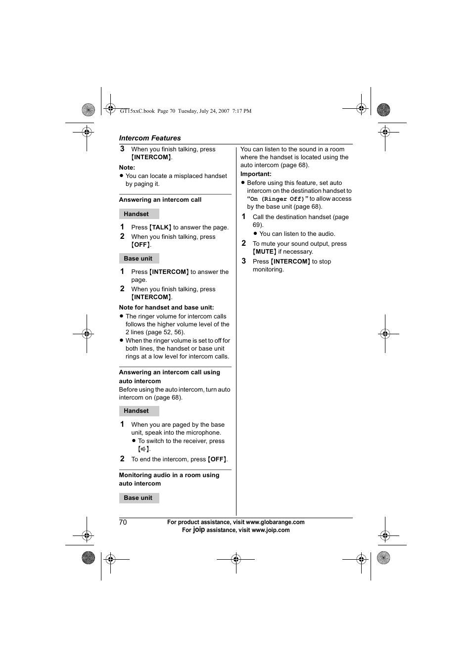 Panasonic BB-GT1500C User Manual | Page 70 / 108