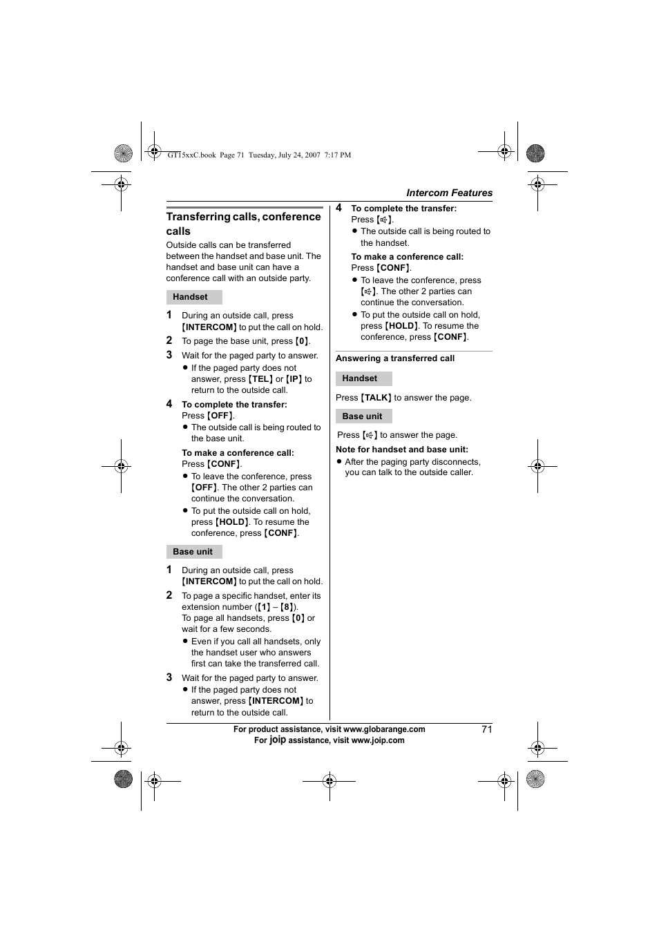 Panasonic BB-GT1500C User Manual | Page 71 / 108