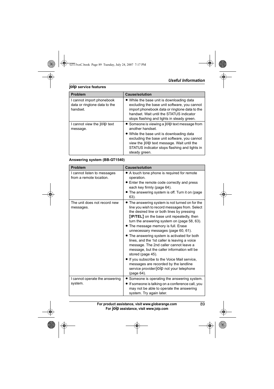 Panasonic BB-GT1500C User Manual | Page 89 / 108