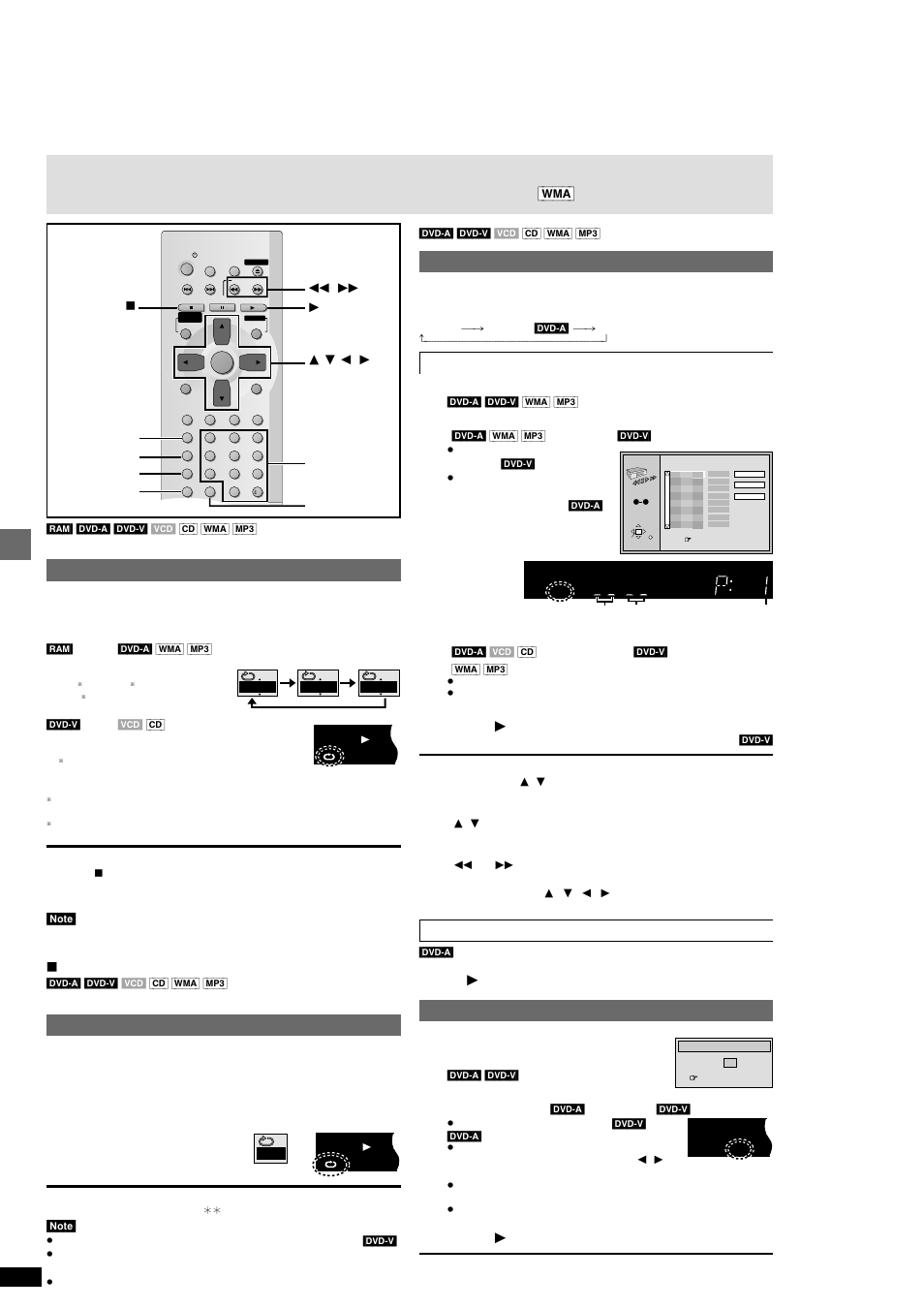 Advanced operations, Convenient features, Repeat play | A-b repeat play, Program play/all group play, Random play, Press [repeat, Press [a-b repeat] at the starting point (a), Press [a-b repeat] at the finishing point (b), Press [program | Panasonic DVD-RP82 User Manual | Page 14 / 28