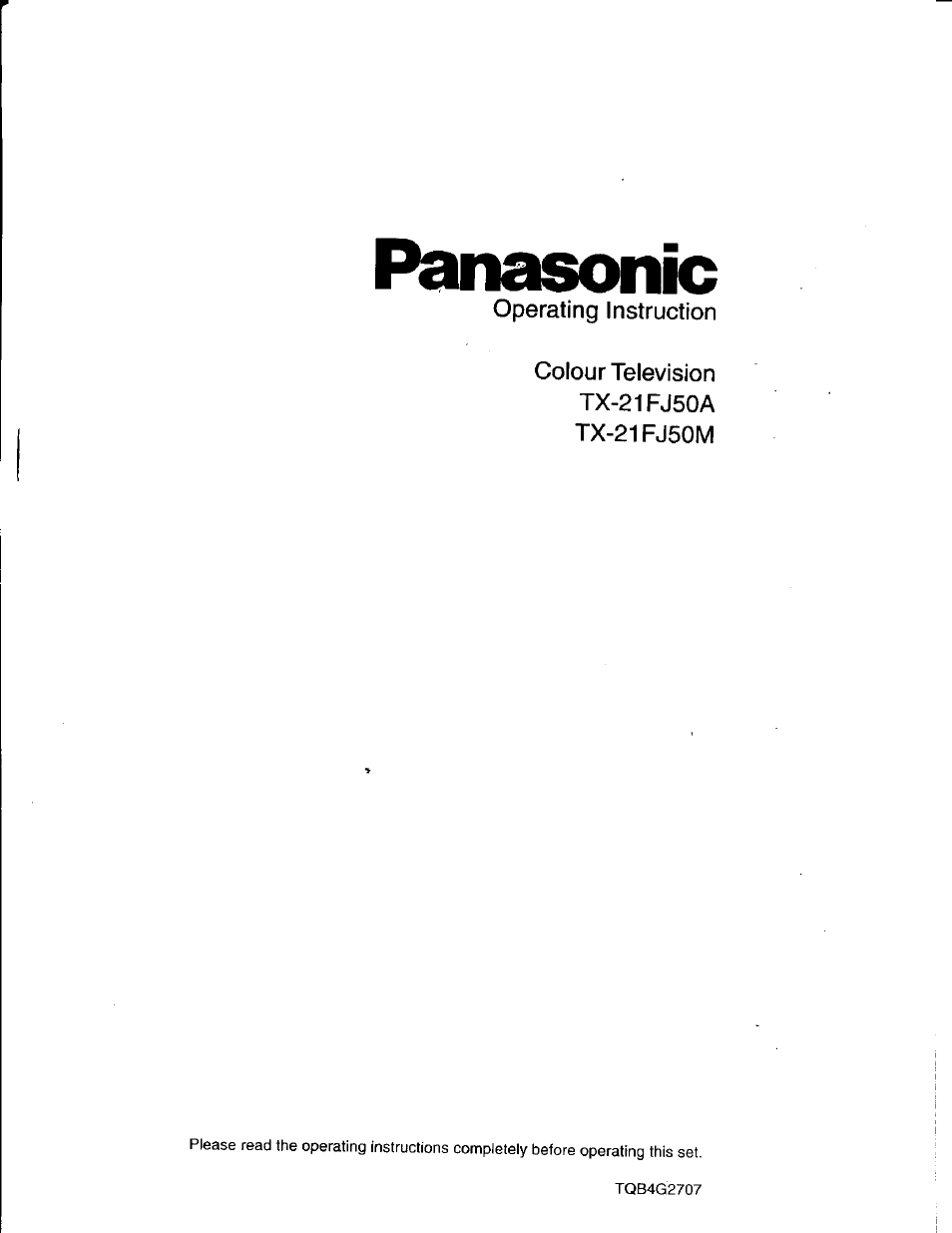 Panasonic TX21FJ50M User Manual | 22 pages