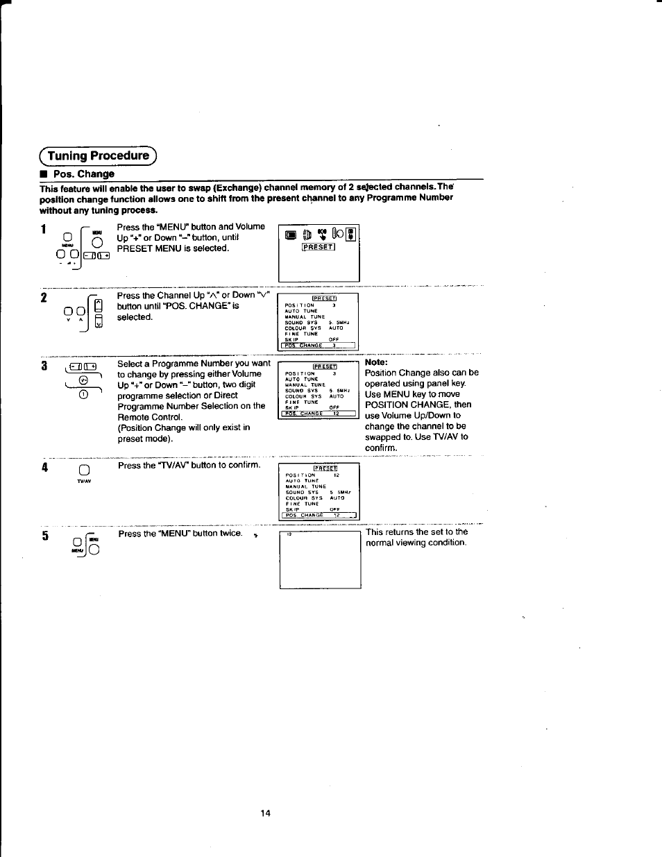Tuning procedure | Panasonic TX21FJ50M User Manual | Page 14 / 22