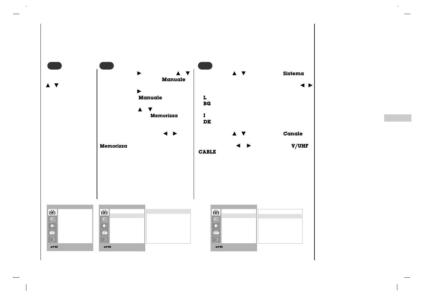 Sintonizzazione delle stazioni televisive, Sintonizzazione manuale dei programmi | Rolsen RL-15X11 User Manual | Page 123 / 240