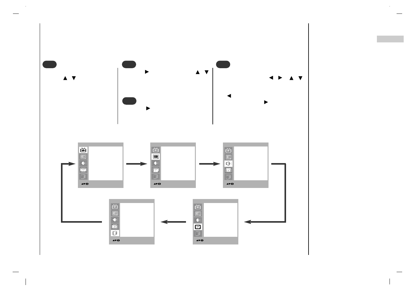 On screen menus, Menu selection | Rolsen RL-15X11 User Manual | Page 13 / 240