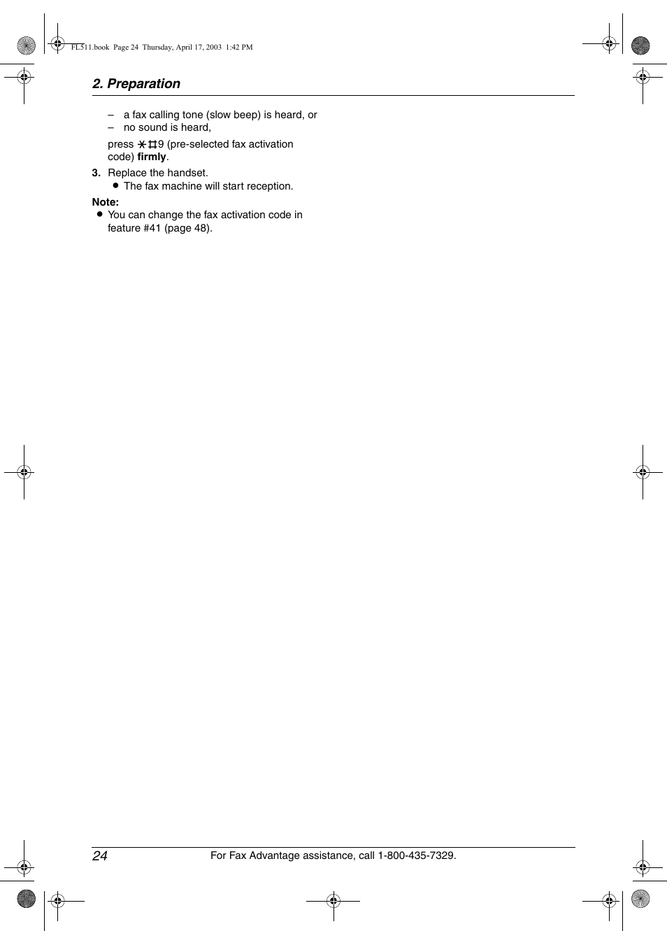 Preparation 24 | Panasonic KX-FL511 User Manual | Page 26 / 82