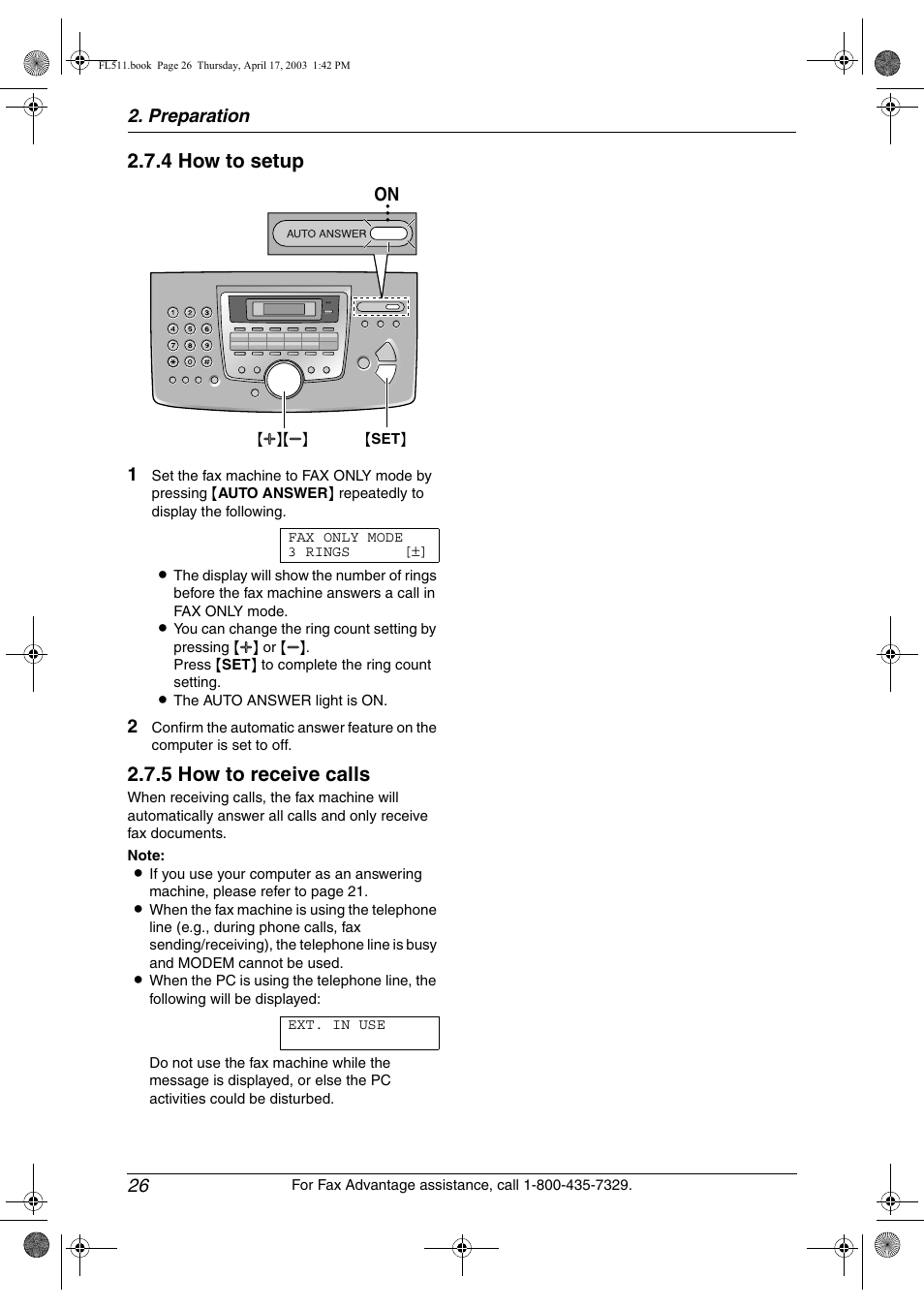 4 how to setup, 5 how to receive calls | Panasonic KX-FL511 User Manual | Page 28 / 82