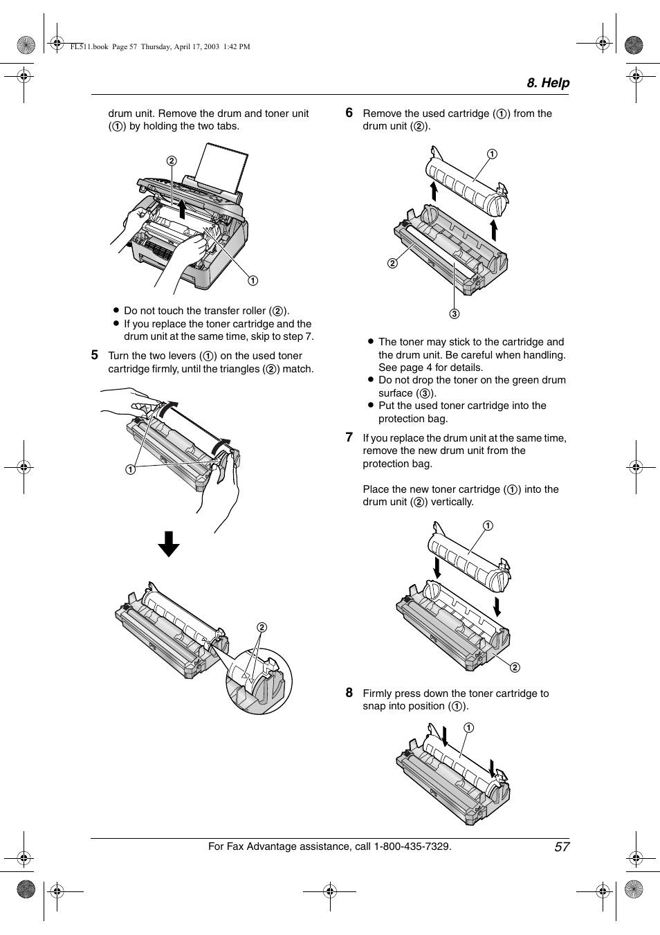 Help 57 | Panasonic KX-FL511 User Manual | Page 59 / 82