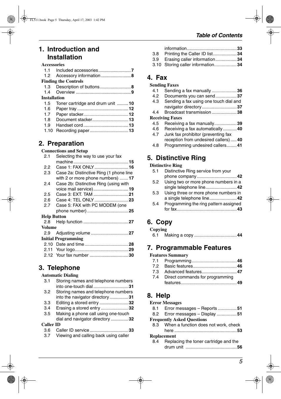 Panasonic KX-FL511 User Manual | Page 7 / 82