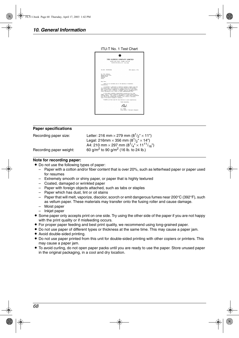 General information 68 | Panasonic KX-FL511 User Manual | Page 70 / 82