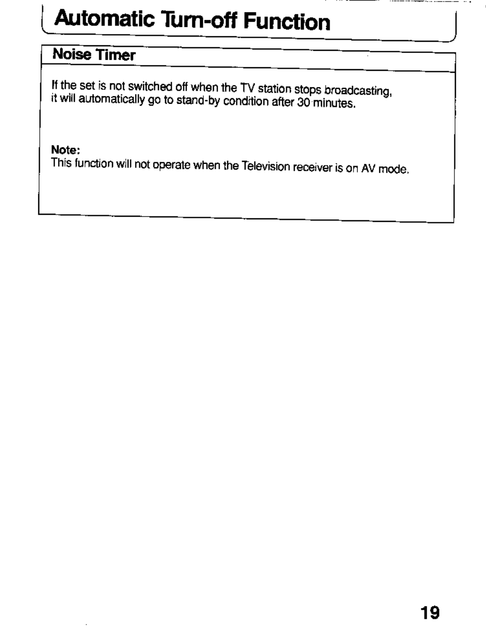 Automatic turn-off function | Panasonic TC-26T1Z User Manual | Page 19 / 60