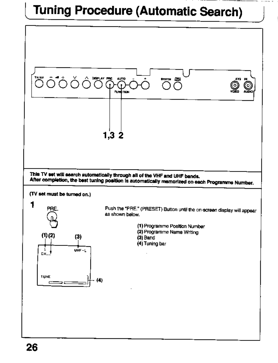 Tuning procedure (automatic search) | Panasonic TC-26T1Z User Manual | Page 26 / 60