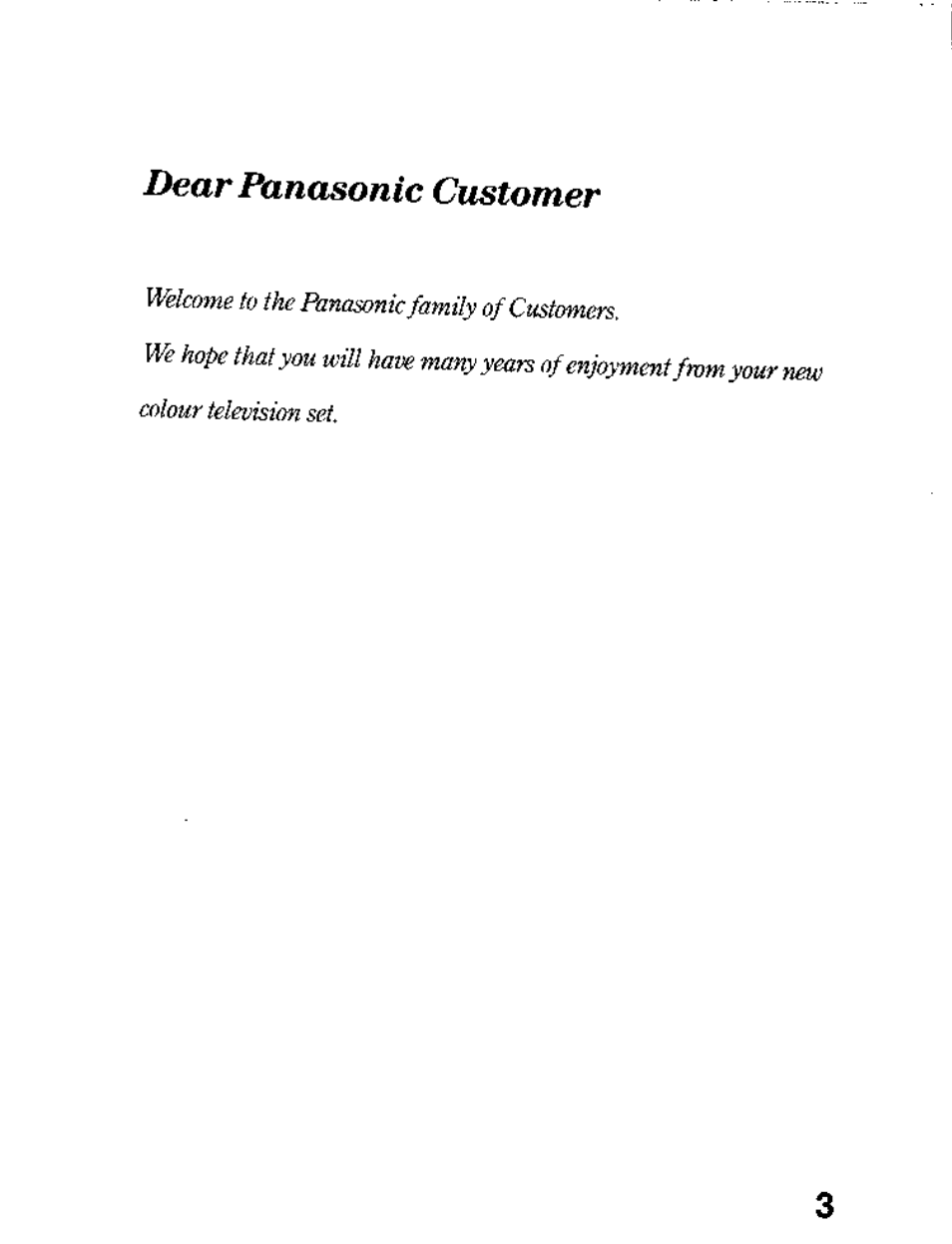 Dear panasonic customer | Panasonic TC-26T1Z User Manual | Page 3 / 60