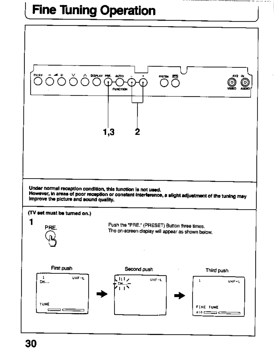 Fine tuning operation | Panasonic TC-26T1Z User Manual | Page 30 / 60