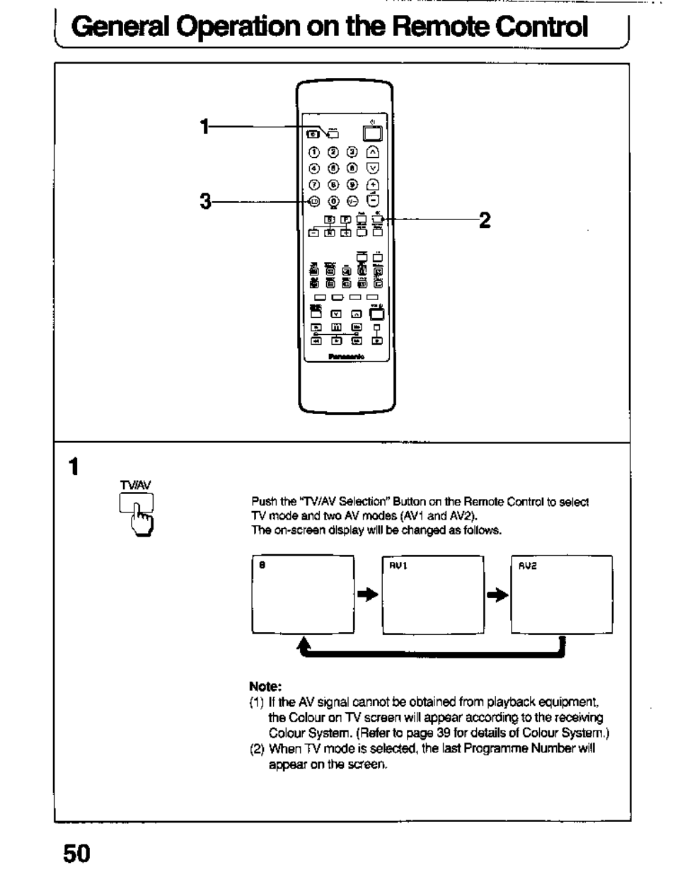 General operation on the remote control j | Panasonic TC-26T1Z User Manual | Page 50 / 60