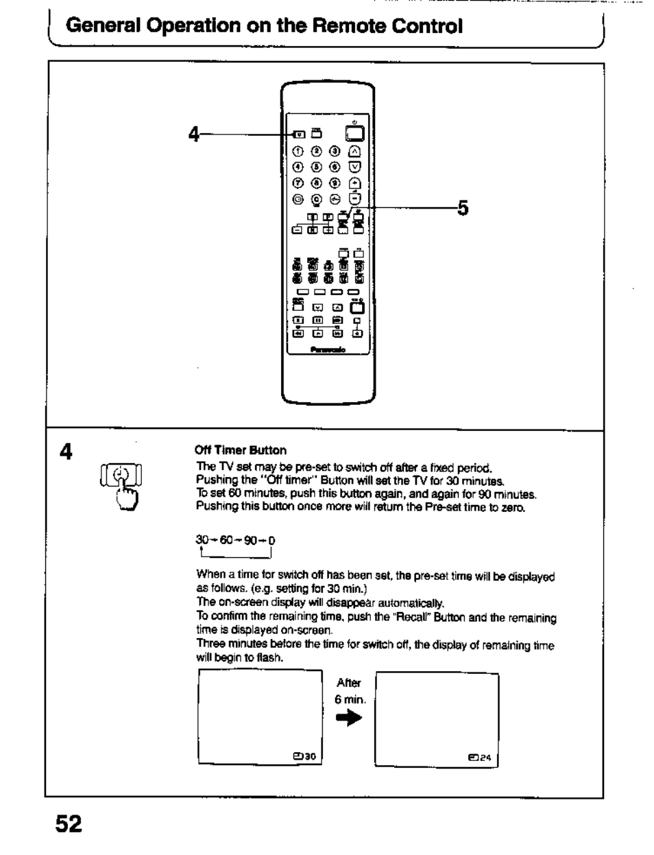 General operation on the remote control | Panasonic TC-26T1Z User Manual | Page 52 / 60