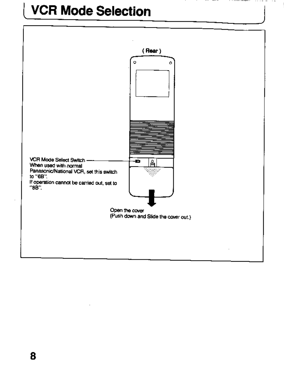 Vcr mode selection | Panasonic TC-26T1Z User Manual | Page 8 / 60