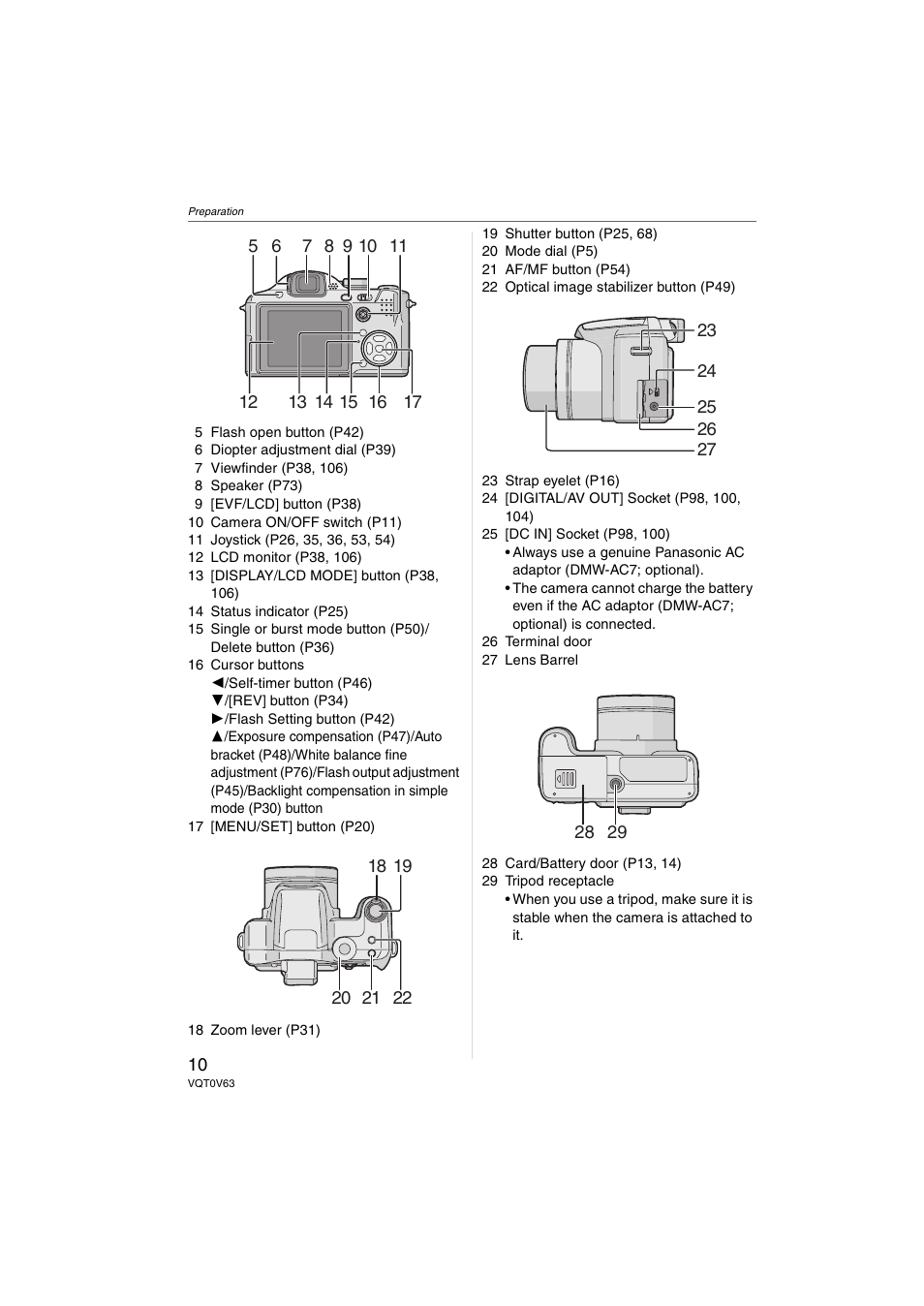 Panasonic DMC-FZ7 User Manual | Page 10 / 132