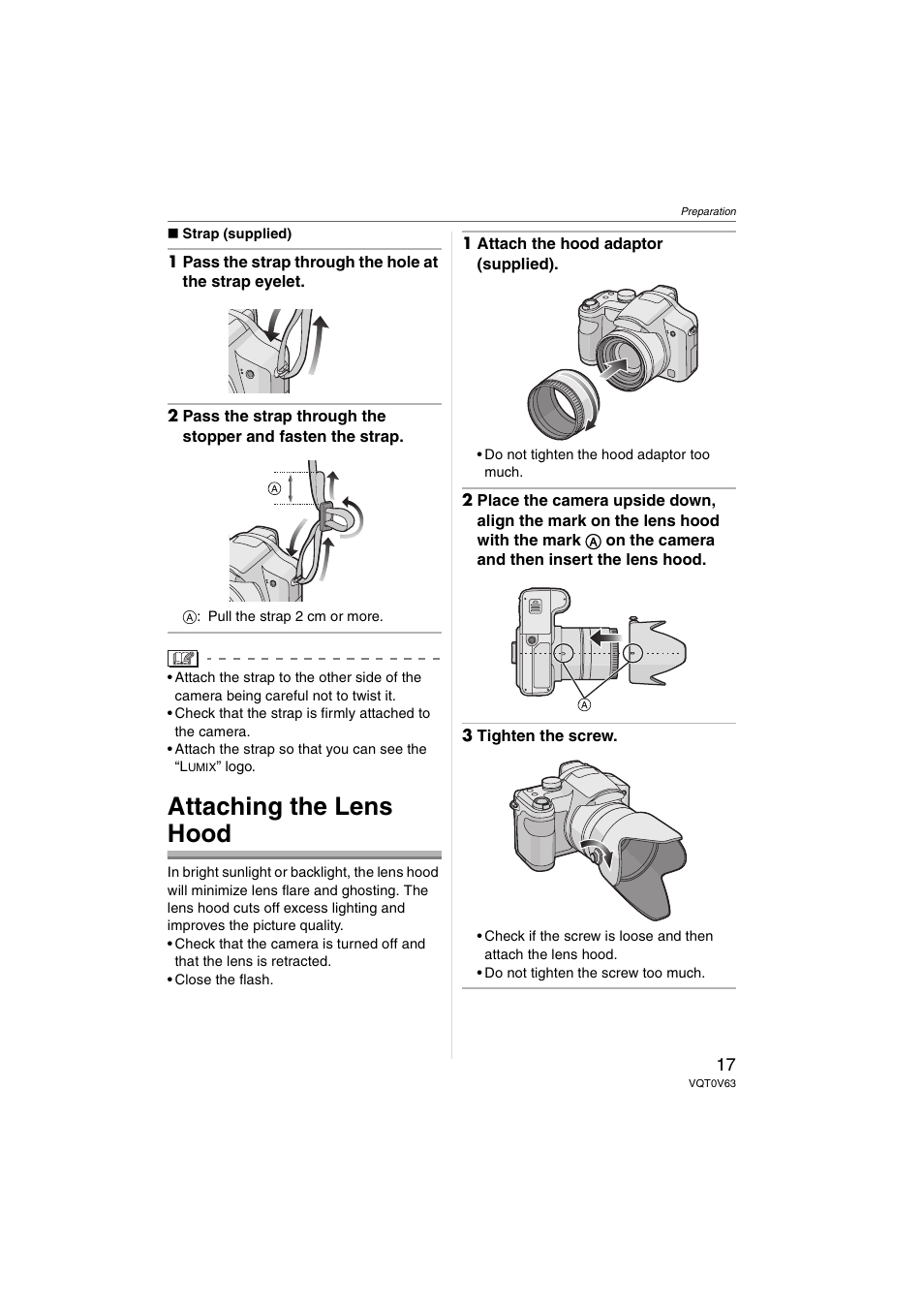 Attaching the lens hood | Panasonic DMC-FZ7 User Manual | Page 17 / 132