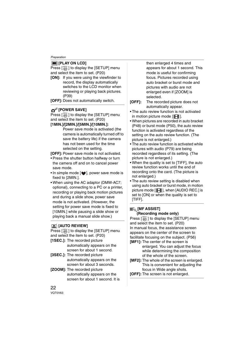 Panasonic DMC-FZ7 User Manual | Page 22 / 132