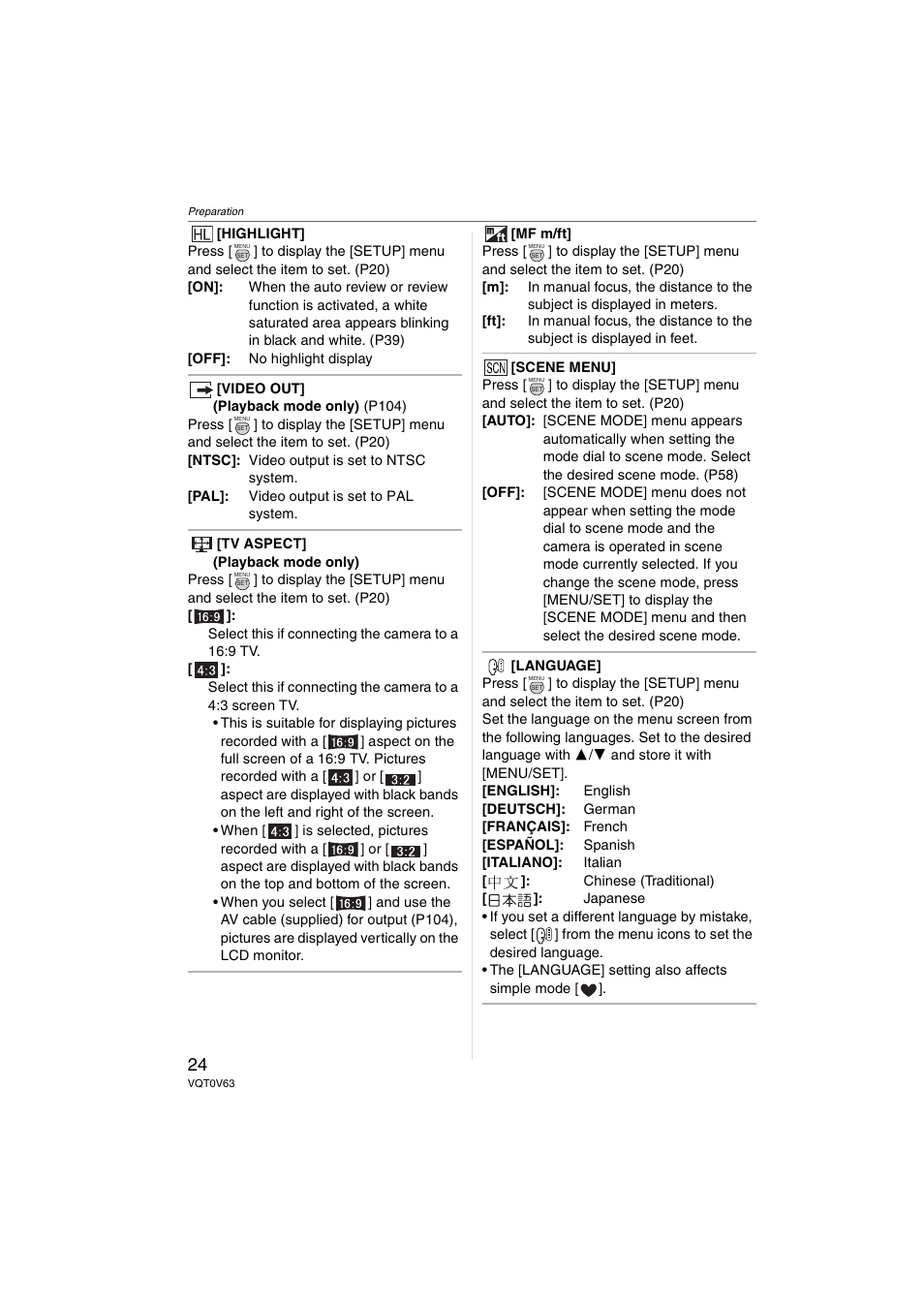 Panasonic DMC-FZ7 User Manual | Page 24 / 132