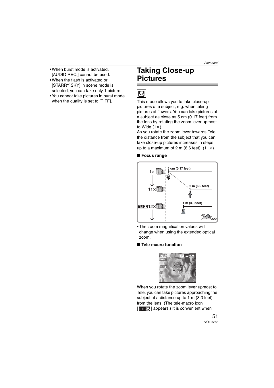 Taking close-up pictures | Panasonic DMC-FZ7 User Manual | Page 51 / 132