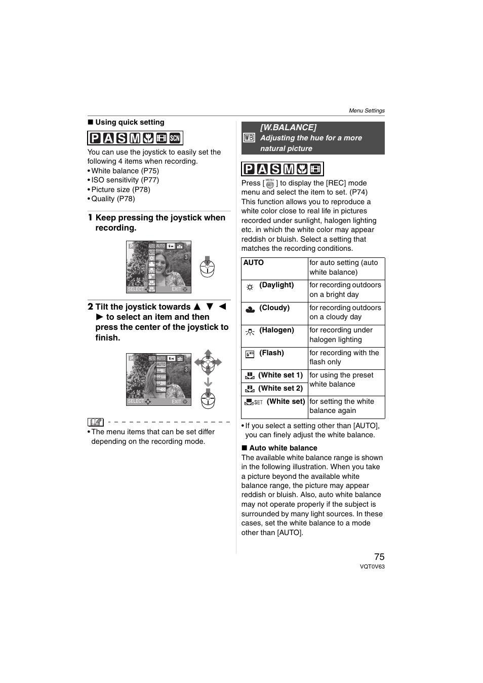 W.balance | Panasonic DMC-FZ7 User Manual | Page 75 / 132