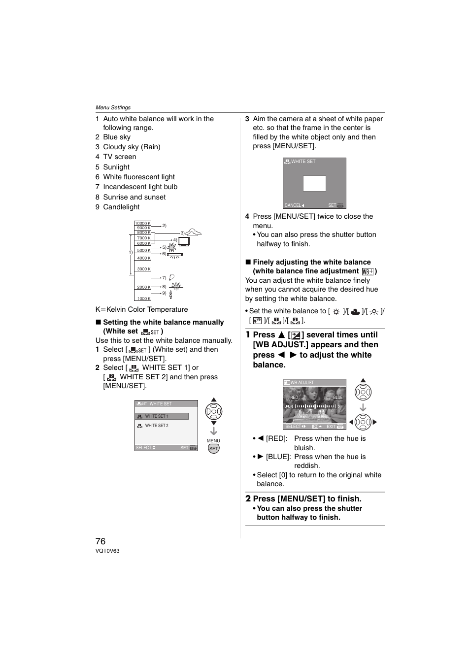 2 press [menu/set] to finish | Panasonic DMC-FZ7 User Manual | Page 76 / 132