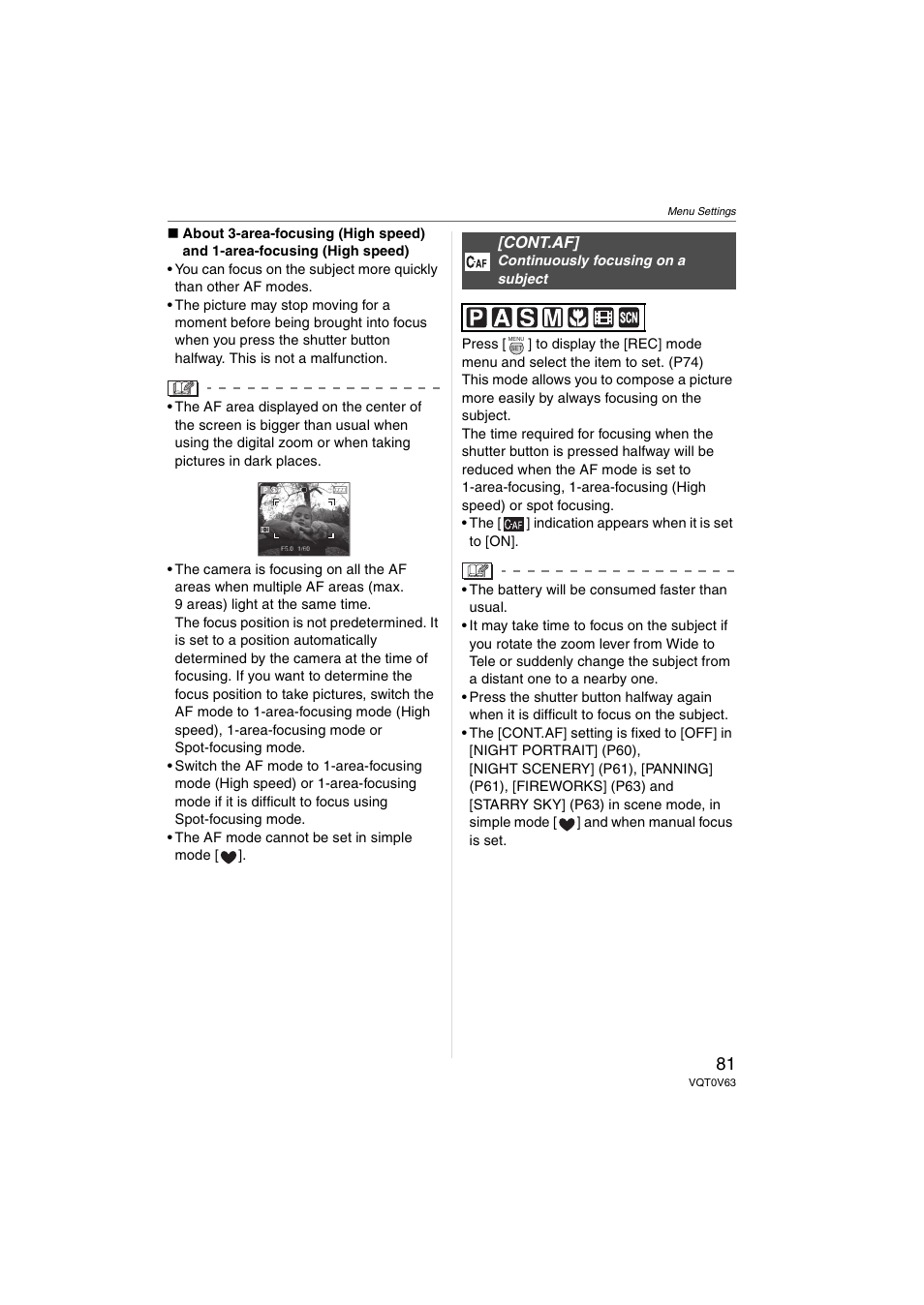 Cont.af | Panasonic DMC-FZ7 User Manual | Page 81 / 132