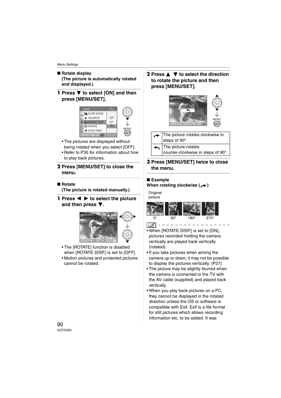 1 press 4 to select [on] and then press [menu/set, 2 press [menu/set] to close the menu, 1 press 2 1 to select the picture and then press 4 | Panasonic DMC-FZ7 User Manual | Page 90 / 132