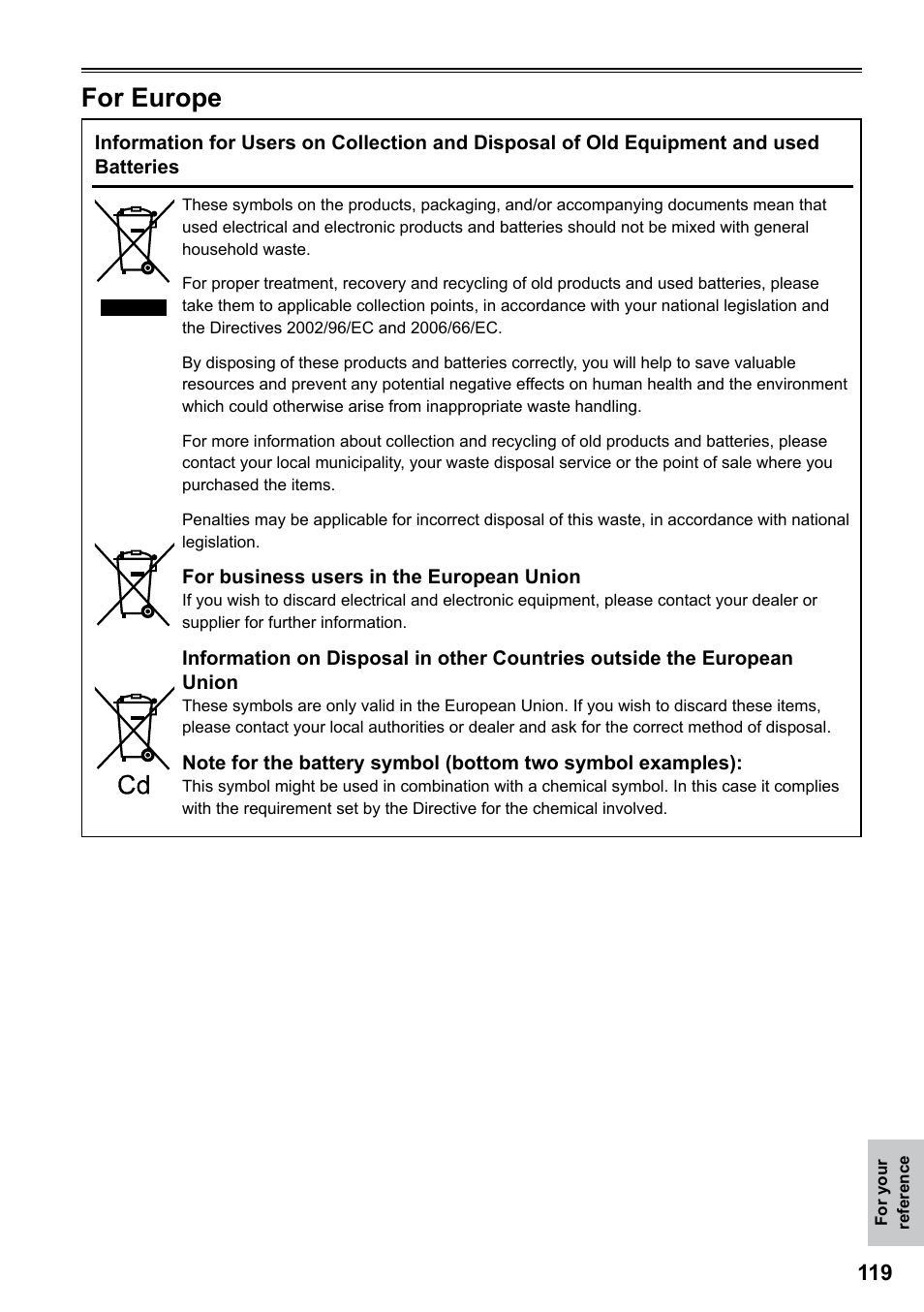 For europe | Panasonic AG-HPG20P User Manual | Page 119 / 120