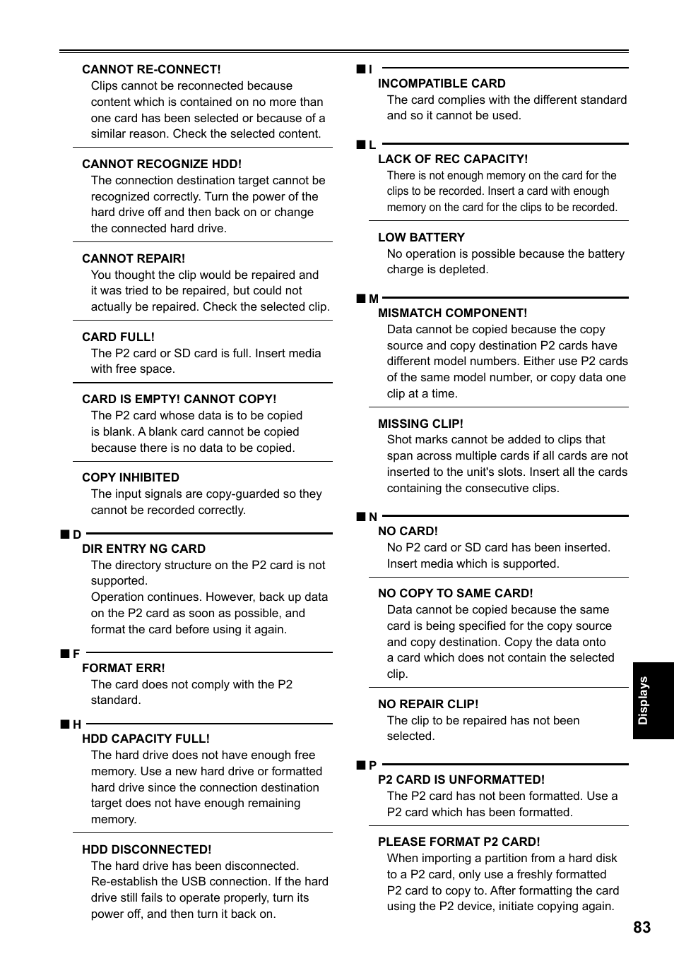 Panasonic AG-HPG20P User Manual | Page 83 / 120