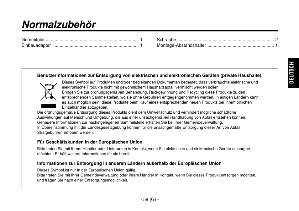 Normalzubehör | Panasonic AW-E860L User Manual | Page 117 / 292