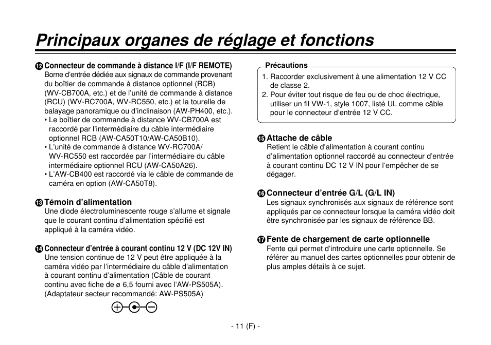 Principaux organes de réglage et fonctions | Panasonic AW-E860L User Manual | Page 128 / 292
