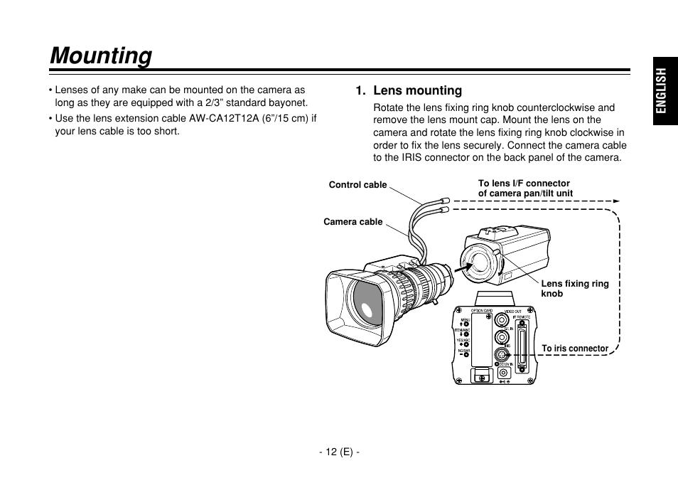 Mounting | Panasonic AW-E860L User Manual | Page 13 / 292