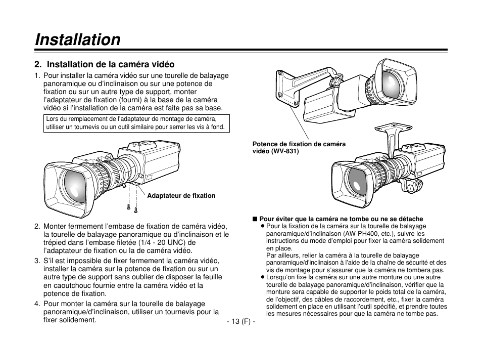 Installation | Panasonic AW-E860L User Manual | Page 130 / 292