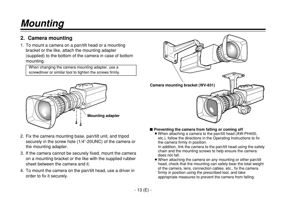 Mounting | Panasonic AW-E860L User Manual | Page 14 / 292