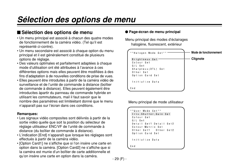Sélection des options de menu | Panasonic AW-E860L User Manual | Page 146 / 292