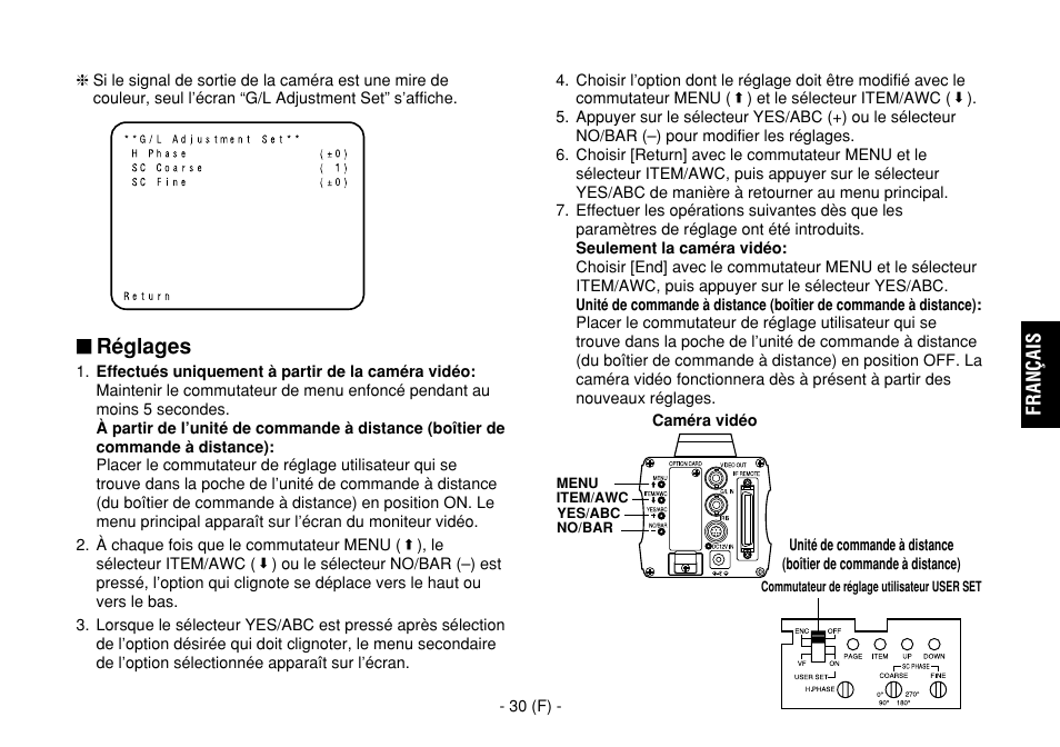 Réglages | Panasonic AW-E860L User Manual | Page 147 / 292