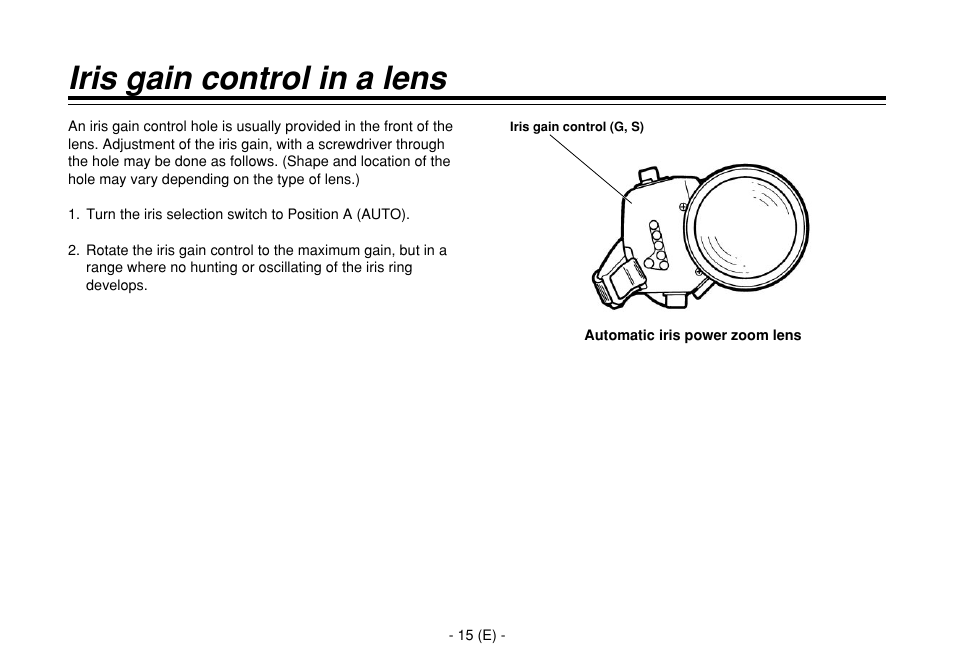 Iris gain control in a lens | Panasonic AW-E860L User Manual | Page 16 / 292
