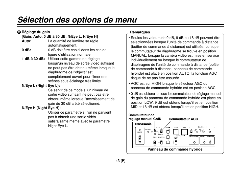 Sélection des options de menu | Panasonic AW-E860L User Manual | Page 160 / 292